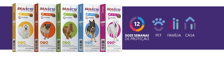Embalagem de Bravecto Comprimidos — faixas de peso
