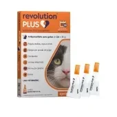 Embalagem de Revolution Plus — apresentação felina ilustrada