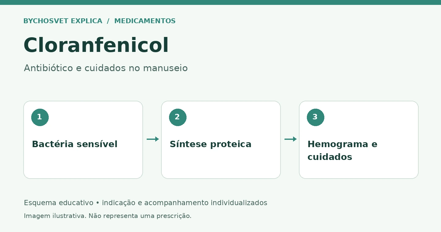 Cloranfenicol: Bactéria sensível, Síntese proteica, Hemograma e cuidados