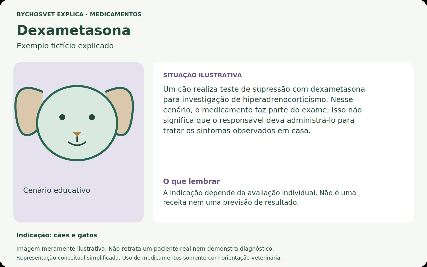 Exemplo fictício em português relacionado ao uso de dexametasona.