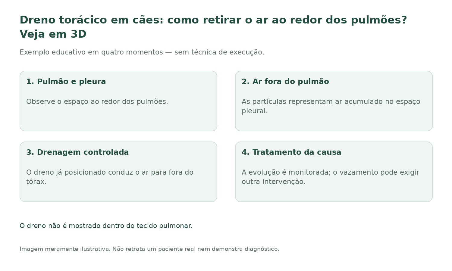 Resumo ilustrado: Dreno torácico em cães: como retirar o ar ao redor dos pulmões? Veja em 3D