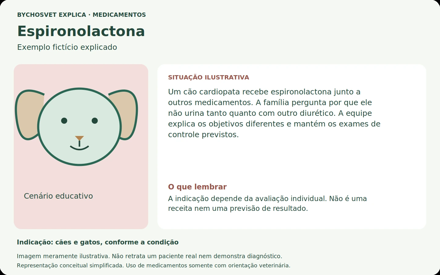 Exemplo fictício em português relacionado ao uso de espironolactona.