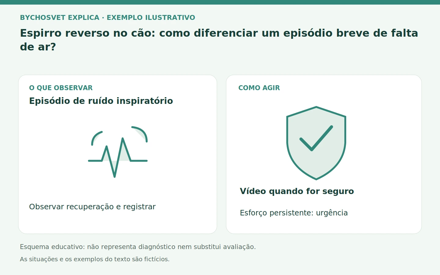 Episódio de ruído inspiratório: Observar recuperação e registrar. Vídeo quando for seguro; Esforço persistente: urgência