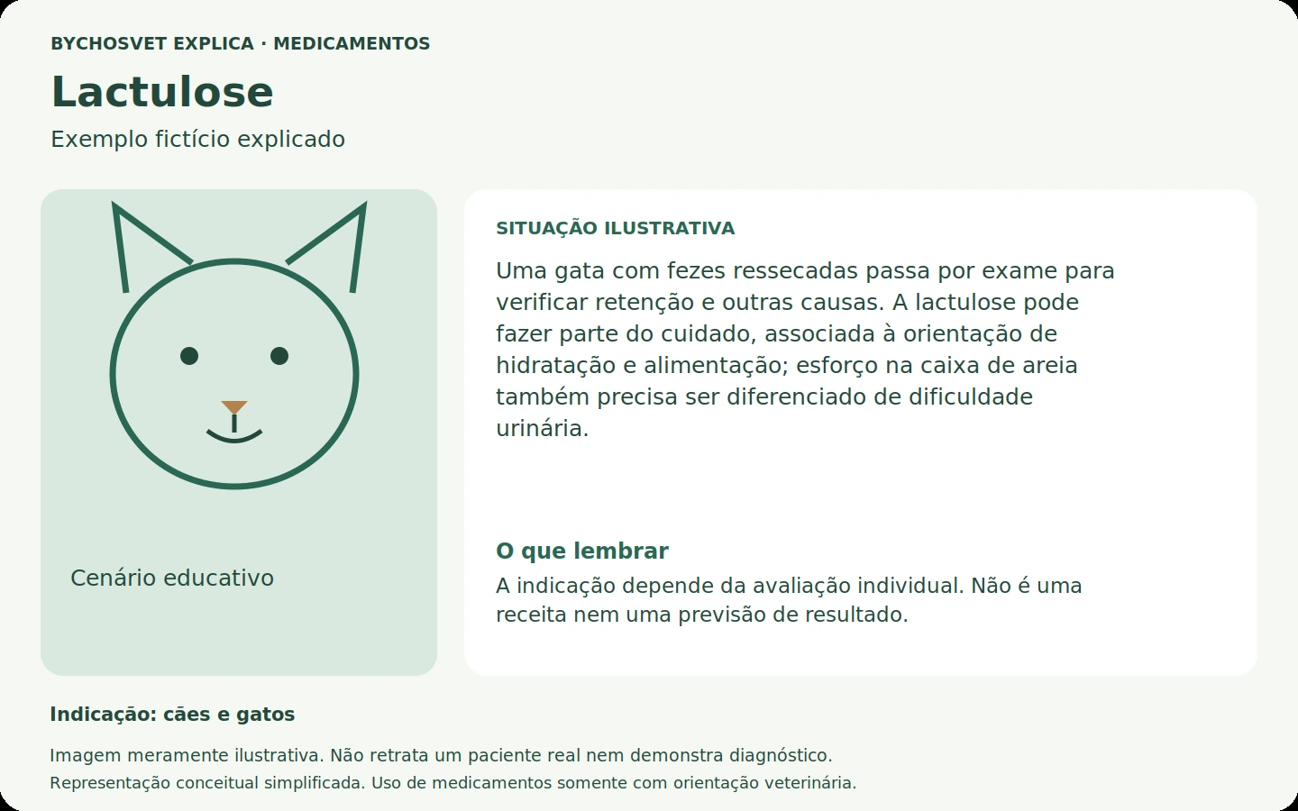 Exemplo fictício em português relacionado ao uso de lactulose.