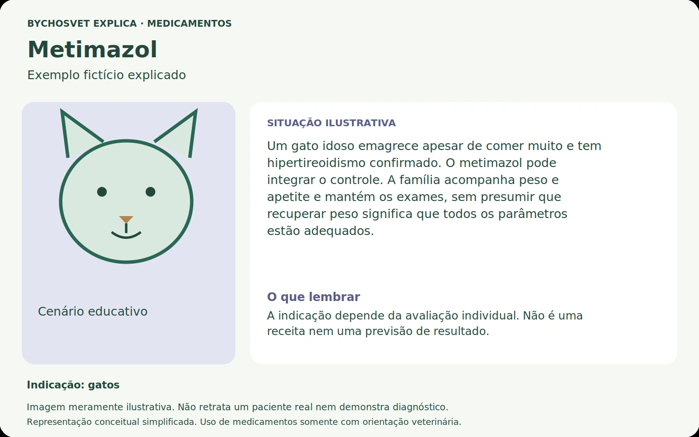 Exemplo fictício em português relacionado ao uso de metimazol.