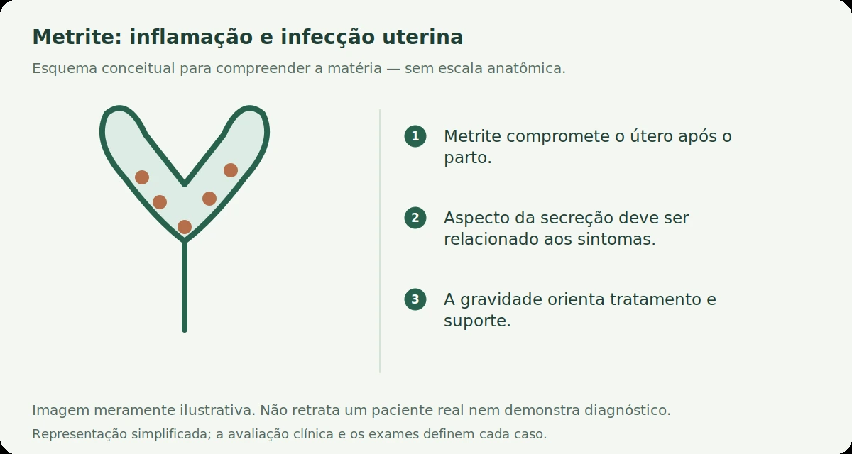 Esquema conceitual: Metrite após o parto: corrimento e prostração na cadela ou gata podem indicar infecção uterina?