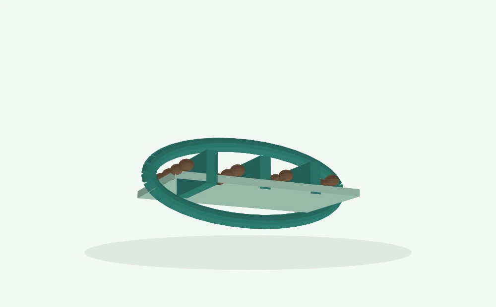 Modelo 3D esquemático: Porções, obstáculos e supervisão
