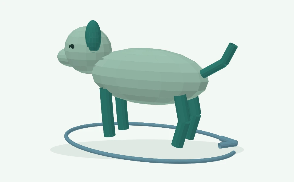 Modelo 3D esquemático: Cabeça, equilíbrio e movimento em círculos