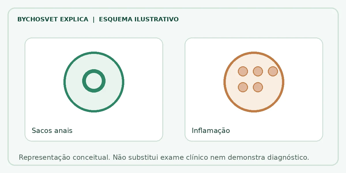 Esquema ilustrativo: Sacos anais em comparação com Inflamação