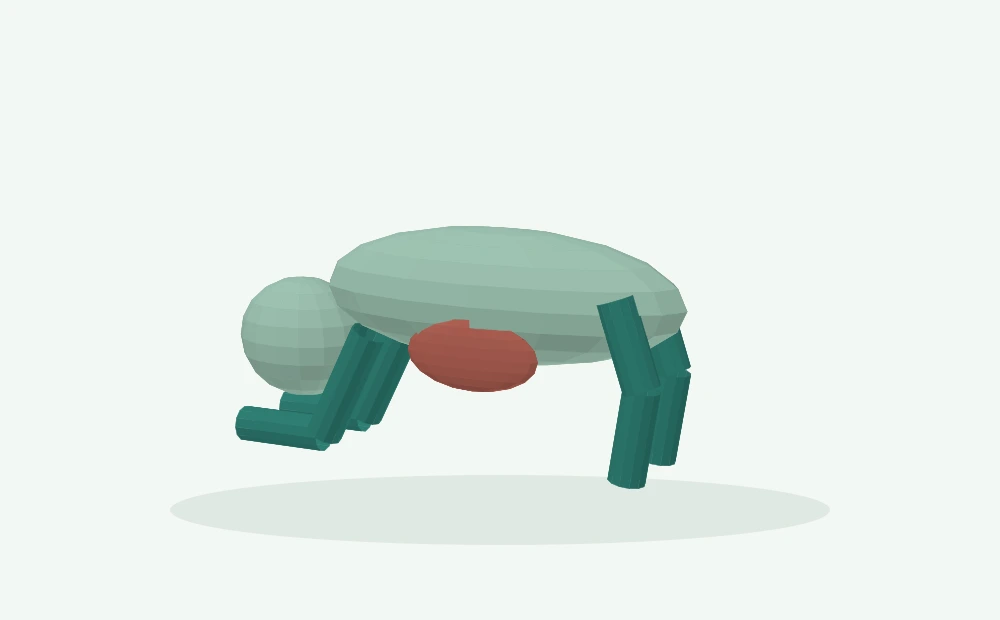 Modelo 3D esquemático: Postura e desconforto abdominal