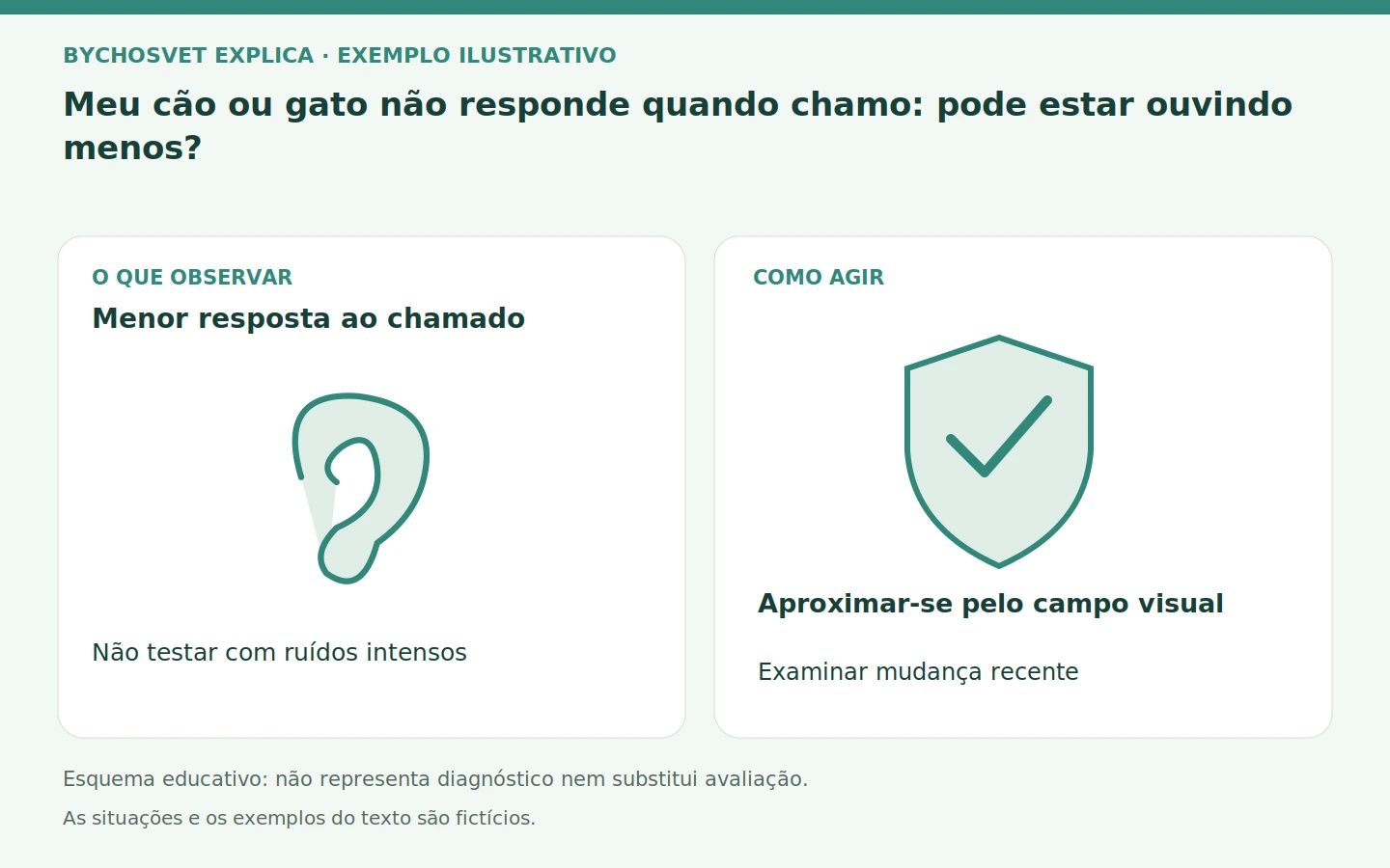 Menor resposta ao chamado: Não testar com ruídos intensos. Aproximar-se pelo campo visual; Examinar mudança recente