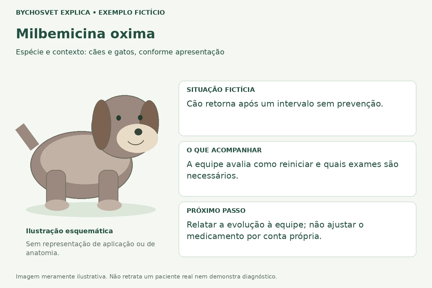 Exemplo fictício de acompanhamento com Milbemicina oxima