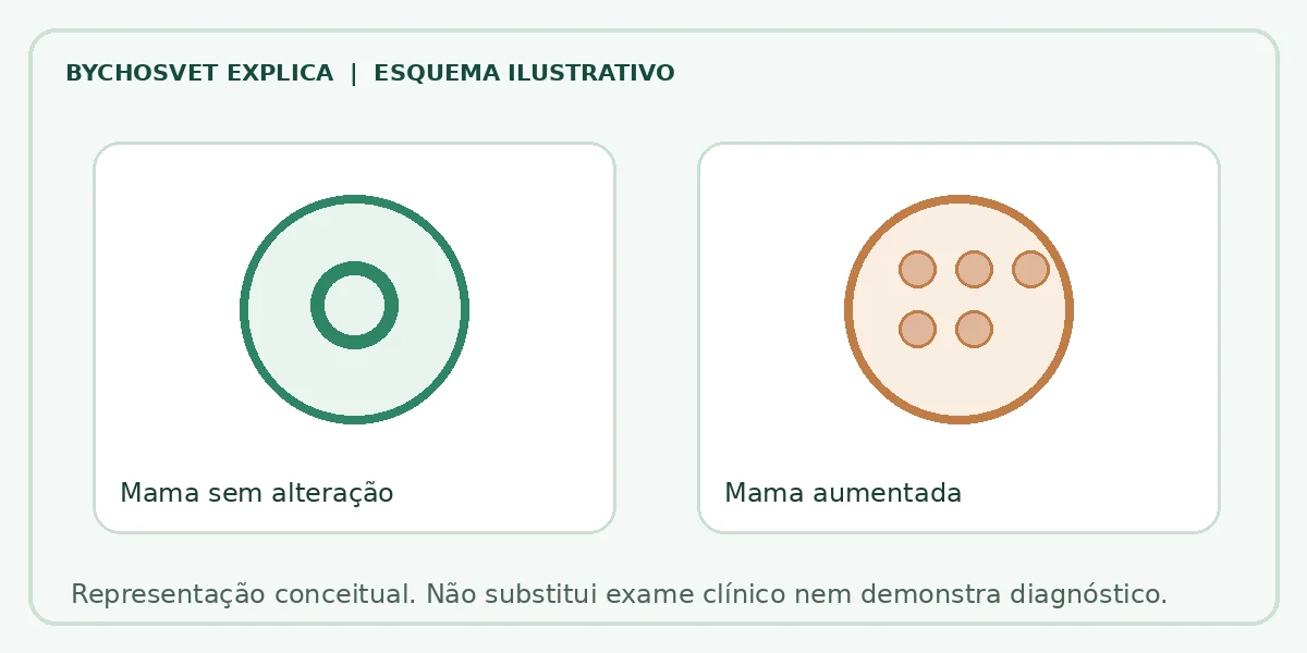 Esquema ilustrativo: Mama sem alteração em comparação com Mama aumentada
