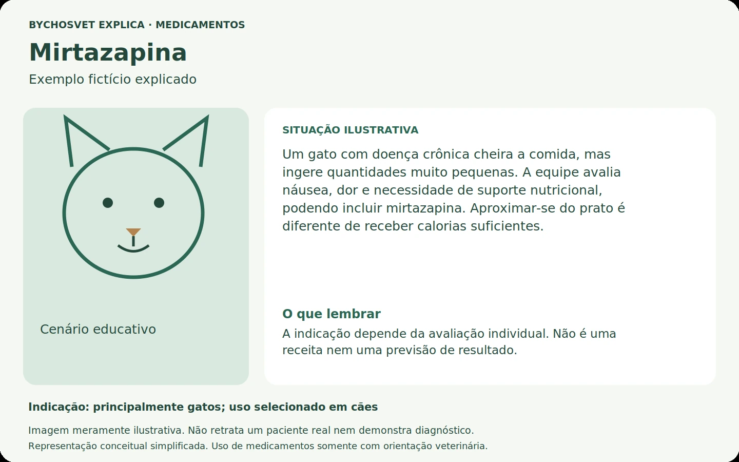 Exemplo fictício em português relacionado ao uso de mirtazapina.