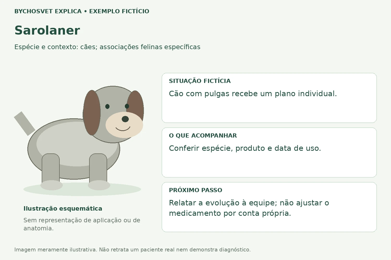 Exemplo fictício de acompanhamento com Sarolaner
