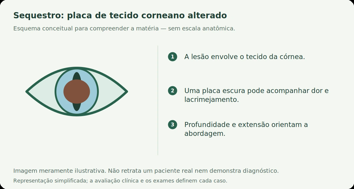 Esquema conceitual: Sequestro corneano no gato: uma mancha marrom no olho pode exigir cirurgia?