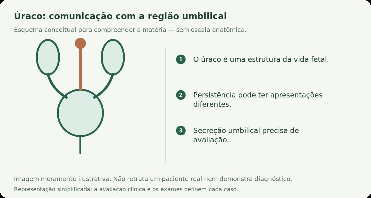 Esquema conceitual: Úraco persistente: líquido saindo pelo umbigo do filhote pode ser urina?