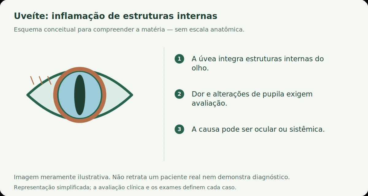 Esquema conceitual: Uveíte em cães e gatos: olho vermelho e pupila diferente podem indicar inflamação interna?